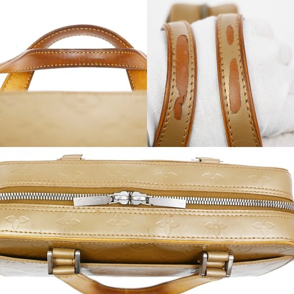 LOUIS VUITTON Shelton MM Hand Bag Monogram Mat Leather Gold M55177 34TA037 - Picture 9 of 16